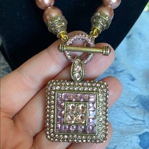 Heidi Daus Pink Swarovski Crystal & Bead Necklace